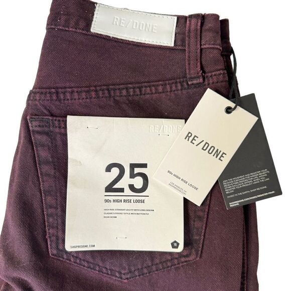 NEW Re/Done 90s High Rise Loose Wine Dipped Jeans Size 25 - Picture 9 of 12